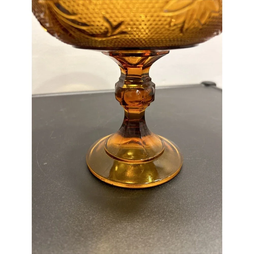 Tiara Sandwich Amber Collection Compote Pedestal Footed Candy Dish